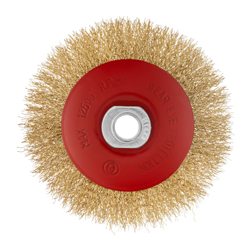 Щетка для УШМ, 115 мм, М14, "тарелка", латунированная витая проволока Matrix по ценам производителя в Санкт-Петербурге с доставкой по всей России