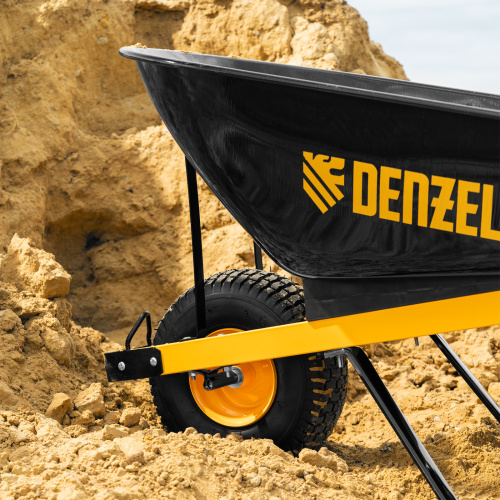 Тачка строительная, усиленная, объем 140 л, 230 кг, колесо 15х6.00-6 Denzel купить в Москве с доставкой по всей России | ProtosMarket.ru