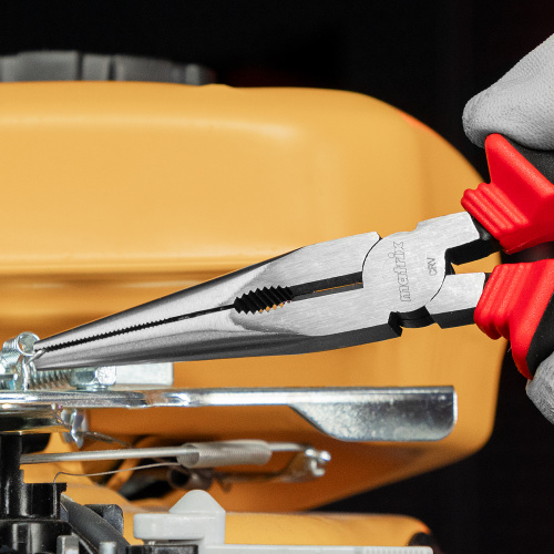 Длинногубцы прямые, 200 мм, хром-ванадий, двухкомпонентные рукоятки Matrix по ценам производителя в Санкт-Петербурге с доставкой по всей России