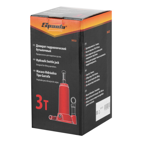 Домкрат гидравлический бутылочный, 3т, h подъема 180-340 мм Sparta по ценам производителя в Санкт-Петербурге с доставкой по всей России