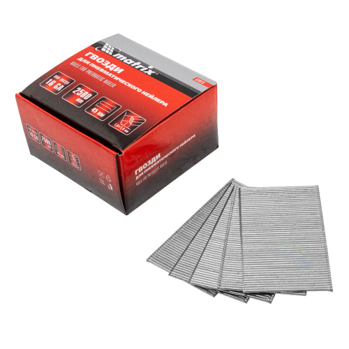 Гвозди для пневматического нейлера 16GA, сечение 1.6 х 1.4, длина 45 мм, 2500 шт Matrix купить в Москве с доставкой по всей России | ProtosMarket.ru