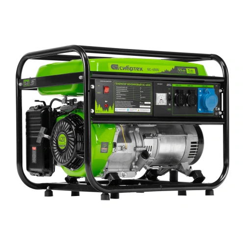 Генератор бензиновый БС-6500, 5.5 кВт, 230В, четырехтактный, 25 л, ручной стартер Сибртех по ценам производителя в Санкт-Петербурге с доставкой по всей России