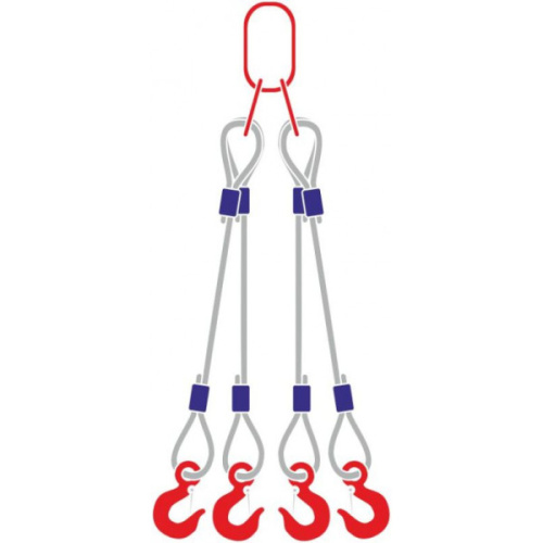 Строп канатный 4СК, с 4 крюками 4Т x 1,7М купить в Москве с доставкой по всей России | ProtosMarket.ru