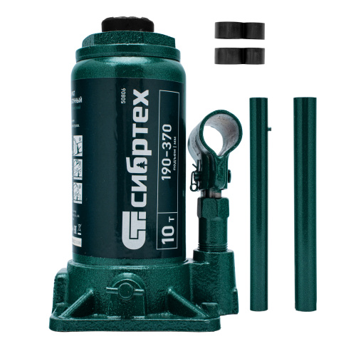 Домкрат гидравлический бутылочный, 10 т, 190-370 мм Сибртех по ценам производителя в Санкт-Петербурге с доставкой по всей России