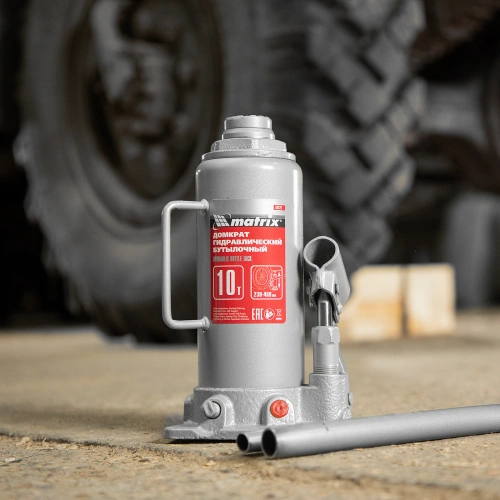 Домкрат гидравлический бутылочный, 10 т, высота подъема 230-460 мм Matrix по ценам производителя в Санкт-Петербурге с доставкой по всей России