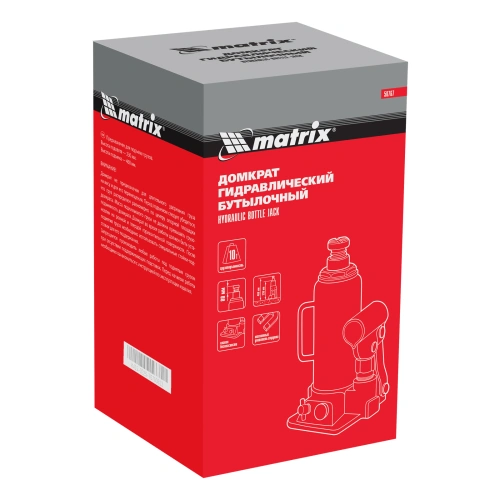 Домкрат гидравлический бутылочный, 10 т, h подъема 230-460 мм Matrix по ценам производителя в Санкт-Петербурге с доставкой по всей России
