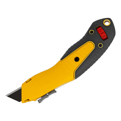 Нож, 19мм, сменное трапециевидное  лезвие, SK4, алюминиевый корпус, торцевой зажим Denzel купить в Москве с доставкой по всей России | ProtosMarket.ru