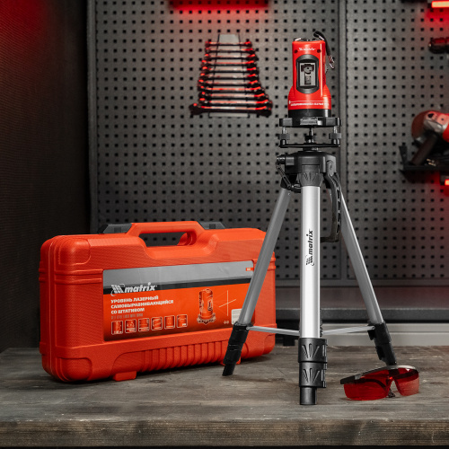 Лазерный уровень самовыравнивающийся, 150 мм, штатив 1150 мм, набор в пластиковом кейсе Matrix купить в Москве с доставкой по всей России | ProtosMarket.ru