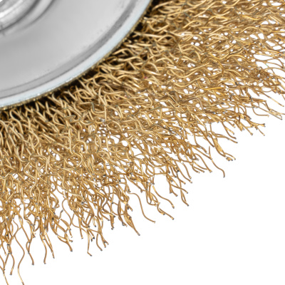 Щетка для УШМ, 115 мм, М14, "тарелка", латунированная витая проволока Matrix по ценам производителя в Санкт-Петербурге с доставкой по всей России