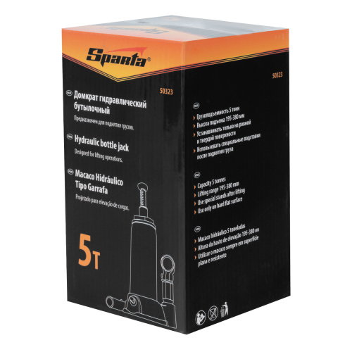 Домкрат гидравлический бутылочный, 5 т, h подъема 195-380 мм Sparta по ценам производителя в Санкт-Петербурге с доставкой по всей России