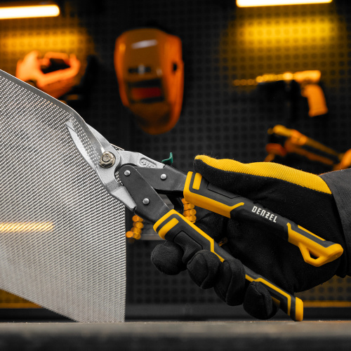 Ножницы по металлу, 270 мм, прямой и правый рез, сталь-СrMo, трехкомпонентные рукоятки Denzel купить в Москве с доставкой по всей России | ProtosMarket.ru