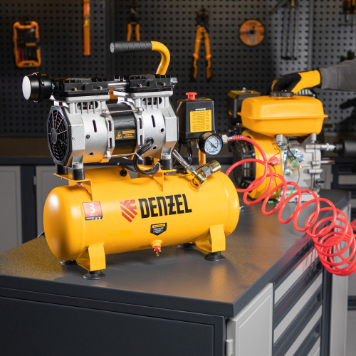 Компрессор DLS650/10 безмаслянный малошумный 650 Вт, 120 л/мин, ресивер 10 л Denzel по ценам производителя в Санкт-Петербурге с доставкой по всей России