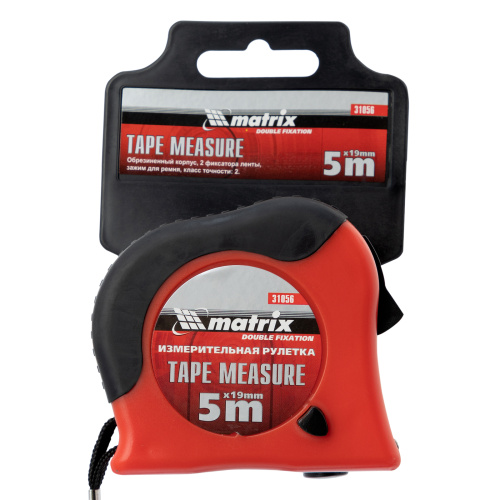 Рулетка Double fixation,5 м х 19 мм,обрезиненный корпус,двойная плавная фиксация Matrix по ценам производителя в Санкт-Петербурге с доставкой по всей России