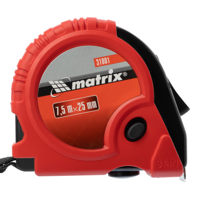 Рулетка Rubber,7,5 м х 25 мм,обрезиненный корпус Matrix по ценам производителя в Санкт-Петербурге с доставкой по всей России