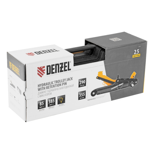 Домкрат гидравлический подкатной с фиксатором, 2,5 т,  85-385 мм, в пласт. кейсе Denzel по ценам производителя в Санкт-Петербурге с доставкой по всей России
