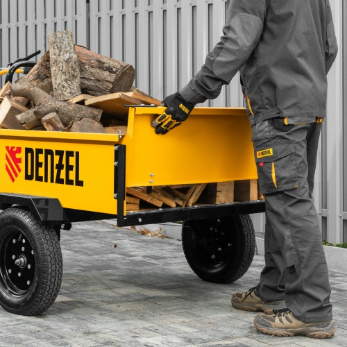 Прицеп для мотоблока TT-500, оцинк., груз. 500 кг, рег. сцепка, колеса 4.00-10, в упаковке Denzel по ценам производителя в Санкт-Петербурге с доставкой по всей России