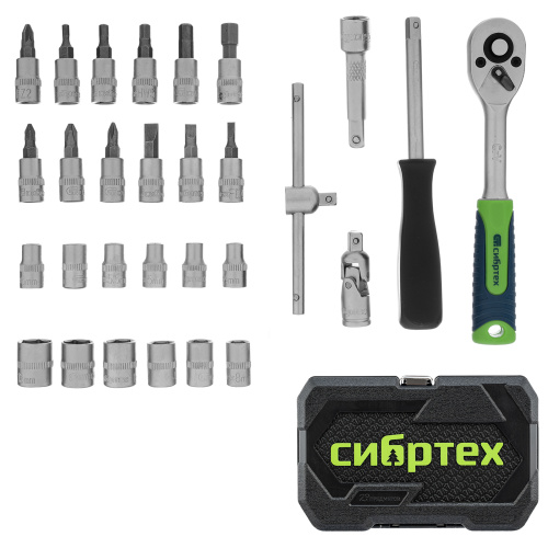 Набор инструментов, 1/4", пластиковый кейс, 29 предметов Сибртех купить в Москве с доставкой по всей России | ProtosMarket.ru