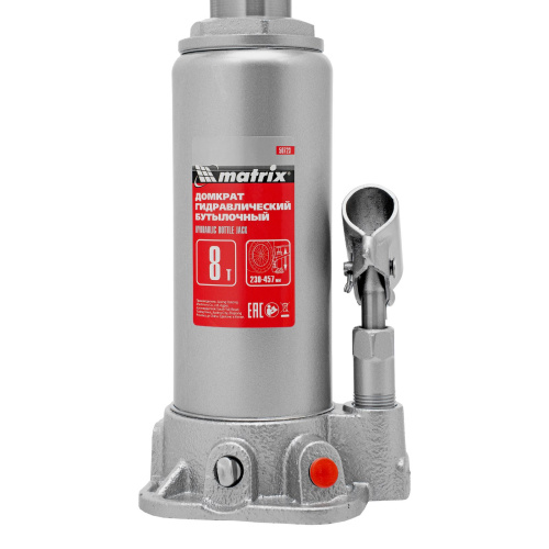 Домкрат гидравлический бутылочный, 8 т, высота подъема 230-457 мм Matrix по ценам производителя в Санкт-Петербурге с доставкой по всей России