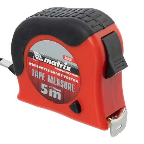 Рулетка Double fixation,5 м х 19 мм,обрезиненный корпус,двойная плавная фиксация Matrix по ценам производителя в Санкт-Петербурге с доставкой по всей России