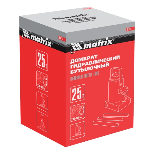 Домкрат гидравлический бутылочный, 25 т, высота подъема 230-360 мм Matrix по ценам производителя в Санкт-Петербурге с доставкой по всей России