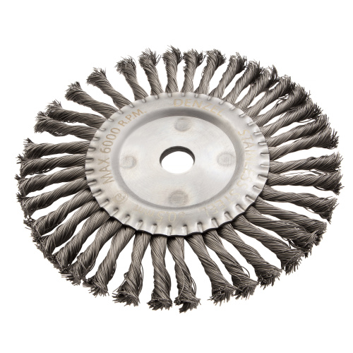 Щетка для УШМ, 200 мм, "Плоская", крученая нержавеющая проволока 0.5 мм, посадка 22.2 мм Denzel купить в Москве с доставкой по всей России | ProtosMarket.ru