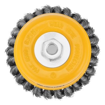 Щетка для УШМ, 125 мм, "Чашка", крученая нержавеющая проволока 0.5 мм, М14 Denzel по ценам производителя в Санкт-Петербурге с доставкой по всей России