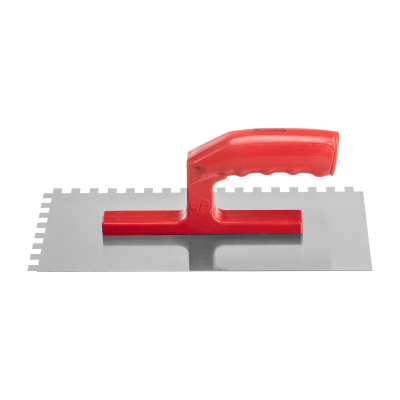 Гладилка стальная, 280 x 130 мм, зеркальная полировка, пластмастмассовая ручка, зуб 8 x 8 мм Matrix по ценам производителя в Санкт-Петербурге с доставкой по всей России