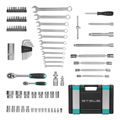 Набор инструментов, 1/2", 1/4", CrV, пластиковый кейс 88 предметов Stels купить в Москве с доставкой по всей России | ProtosMarket.ru