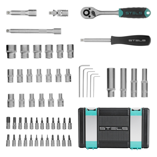 Набор инструментов, 1/4", CrV, пластиковый кейс 57 предметов Stels купить в Москве с доставкой по всей России | ProtosMarket.ru
