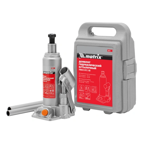 Домкрат гидравлический бутылочный, 2 т, h подъема 181-345 мм, в пластиковом кейсе Matrix по ценам производителя в Санкт-Петербурге с доставкой по всей России