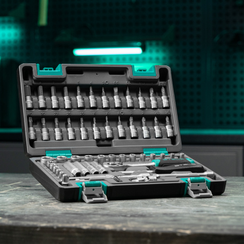 Набор инструментов, 1/4", CrV, пластиковый кейс 57 предметов Stels купить в Москве с доставкой по всей России | ProtosMarket.ru