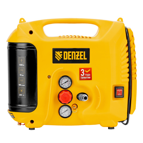 Компрессор воздушный DL1300, 10 бар, 1,3 кВт 180 л/мин 5 л, с набором аксессуаров Denzel по ценам производителя в Санкт-Петербурге с доставкой по всей России