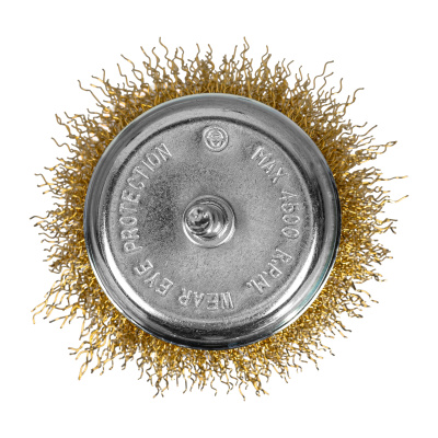 Щетка для дрели, 75 мм, "чашка" со шпилькой, латунированная витая проволока Matrix по ценам производителя в Санкт-Петербурге с доставкой по всей России