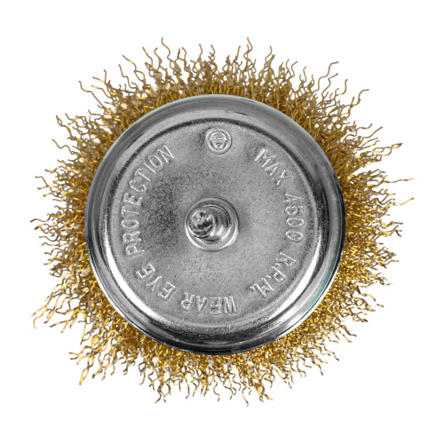 Щетка для дрели, 75 мм, "чашка" со шпилькой, латунированная витая проволока Matrix по ценам производителя в Санкт-Петербурге с доставкой по всей России