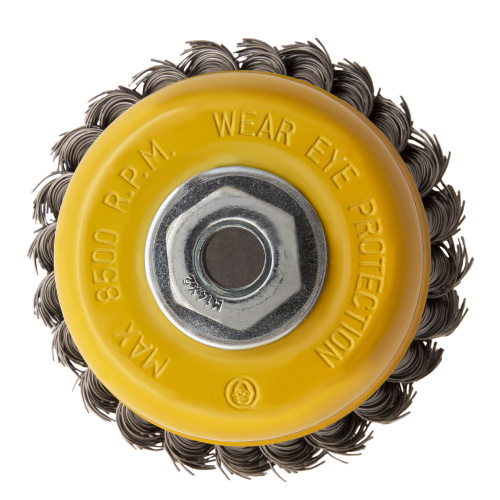 Щетка для УШМ, 100 мм, "Чашка", крученая нержавеющая проволока 0.5 мм, М14 Denzel купить в Москве с доставкой по всей России | ProtosMarket.ru