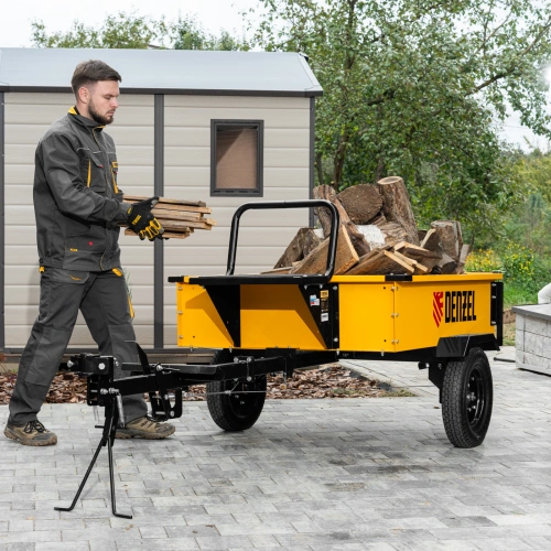 Прицеп для мотоблока TT-500, оцинк., груз. 500 кг, рег. сцепка, колеса 4.00-10, в упаковке Denzel по ценам производителя в Санкт-Петербурге с доставкой по всей России