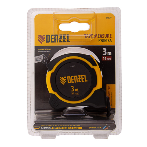 Рулетка 3м х 16мм, двухкомп. корпус, магнитный обрезиненный зацеп Denzel по ценам производителя в Санкт-Петербурге с доставкой по всей России