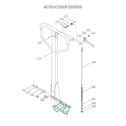 Штифт крепления оси ручки (5 мм) для гидравлических тележек AC25, DF25, JC20, AC30 по ценам производителя в Санкт-Петербурге с доставкой по всей России