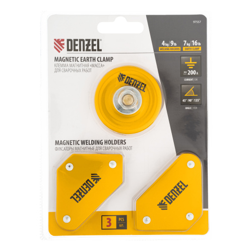 Набор из 2 магнитных сварочных фиксаторов и магнитной клеммы "масса" Denzel по ценам производителя в Санкт-Петербурге с доставкой по всей России