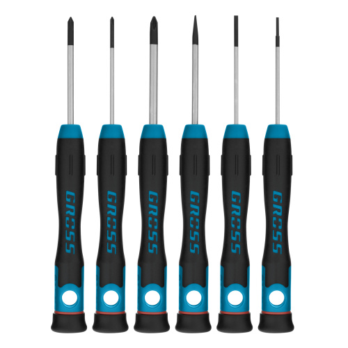Набор отверток для точной механики, CrMo, двухкомпонентные рукоятки, 6 шт, пластиковый бокс Gross купить в Москве с доставкой по всей России | ProtosMarket.ru