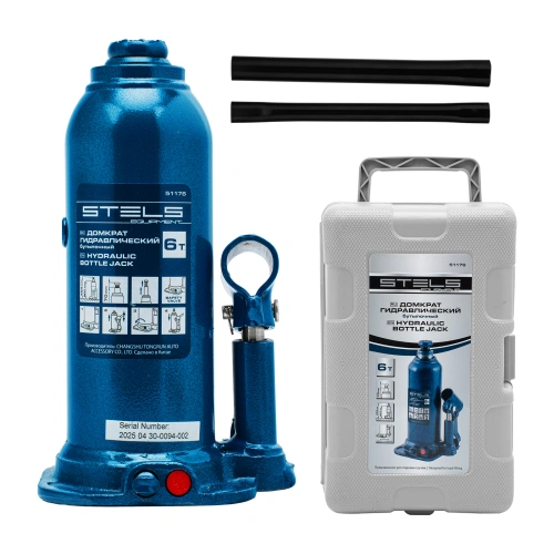 Домкрат гидравлический бутылочный, 6 т, h подъема 207-404 мм, в пластиковом кейсе Stels по ценам производителя в Санкт-Петербурге с доставкой по всей России