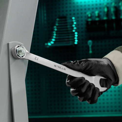 Ключ комбинированный, 22 мм, CrV, матовый хром Stels купить в Москве с доставкой по всей России | ProtosMarket.ru