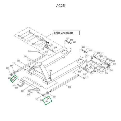 Ось крепления углового рычага к подвильной тяге для гидравлических тележек AC25 по ценам производителя в Санкт-Петербурге с доставкой по всей России