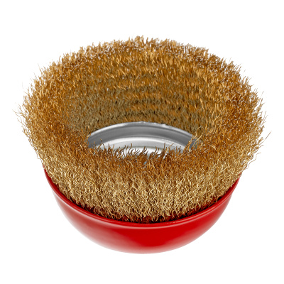 Щетка для УШМ, 100 мм, М14, "чашка", латунированная витая проволока Matrix по ценам производителя в Санкт-Петербурге с доставкой по всей России