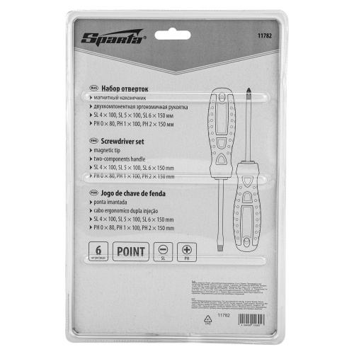 Набор отверток "Point", CrV, двухкомпонентные рукоятки, 6 шт, Sparta купить в Москве с доставкой по всей России | ProtosMarket.ru