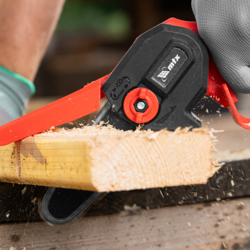 Цепная мини-пила аккумуляторная, MCS-100, шина 100 мм, Li-Ion, 20 В MTX по ценам производителя в Санкт-Петербурге с доставкой по всей России