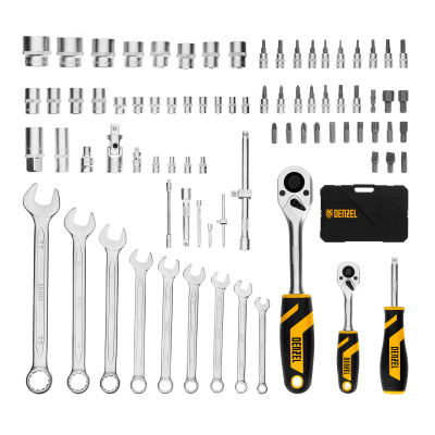 Набор инструментов, 1/2", 1/4", CrV, S2, пластиковый кейс, 82 предмета Denzel купить в Москве с доставкой по всей России | ProtosMarket.ru