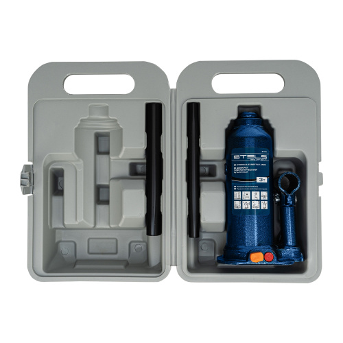 Домкрат гидравлический бутылочный, 3 т, h подъема 188-363 мм, в пластиковом кейсе Stels по ценам производителя в Санкт-Петербурге с доставкой по всей России