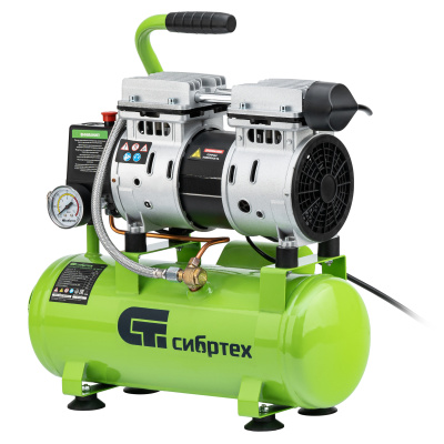 Компрессор безмаслянный малошумный МБ 750/10,750 Вт, 10 л, 150 л/мин Сибртех купить в Москве с доставкой по всей России | ProtosMarket.ru