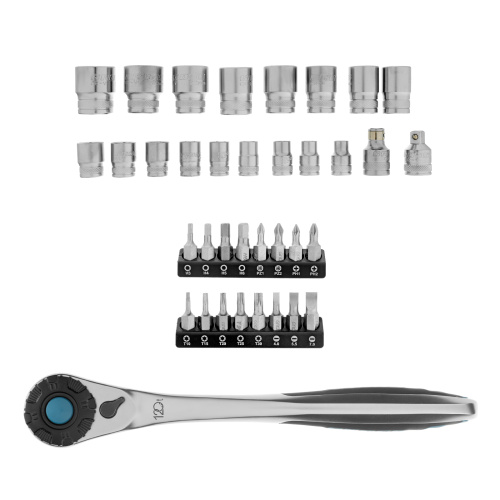 Набор торцевых головок, трещотка 120 зубьев, 1/2", CrV, 36 предметов Gross по ценам производителя в Санкт-Петербурге с доставкой по всей России